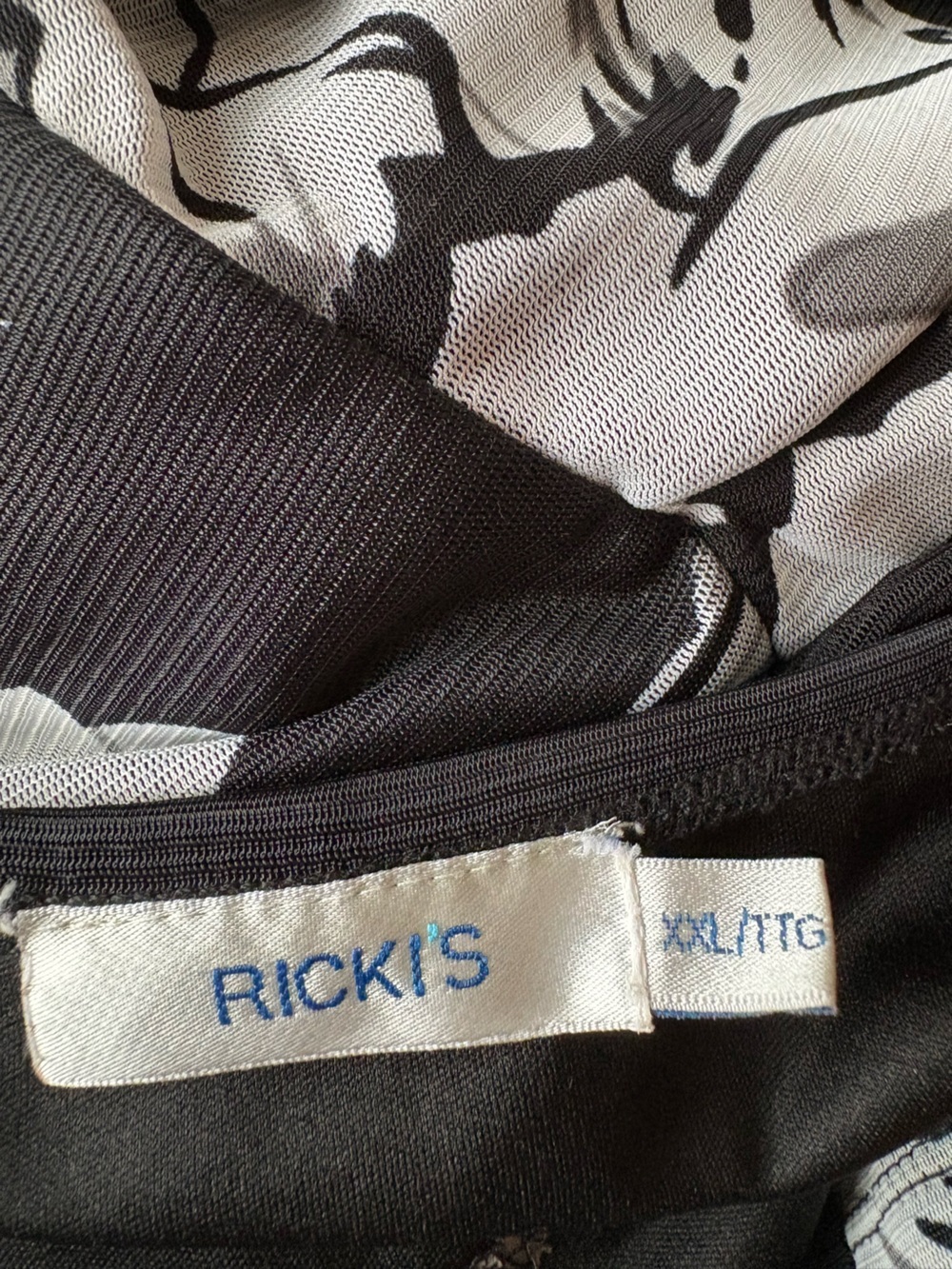 Ricki's Black and White Floral Knit Dress XXL frills, ruffles - Picture 7 of 9